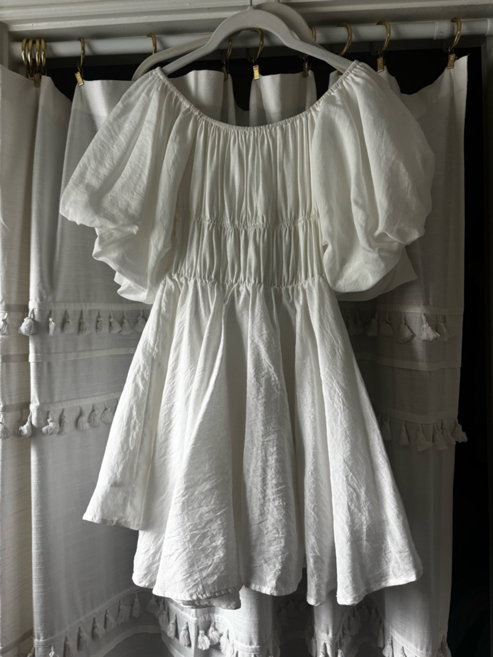 Altar'd State White Puff Sleeve Mini Dress